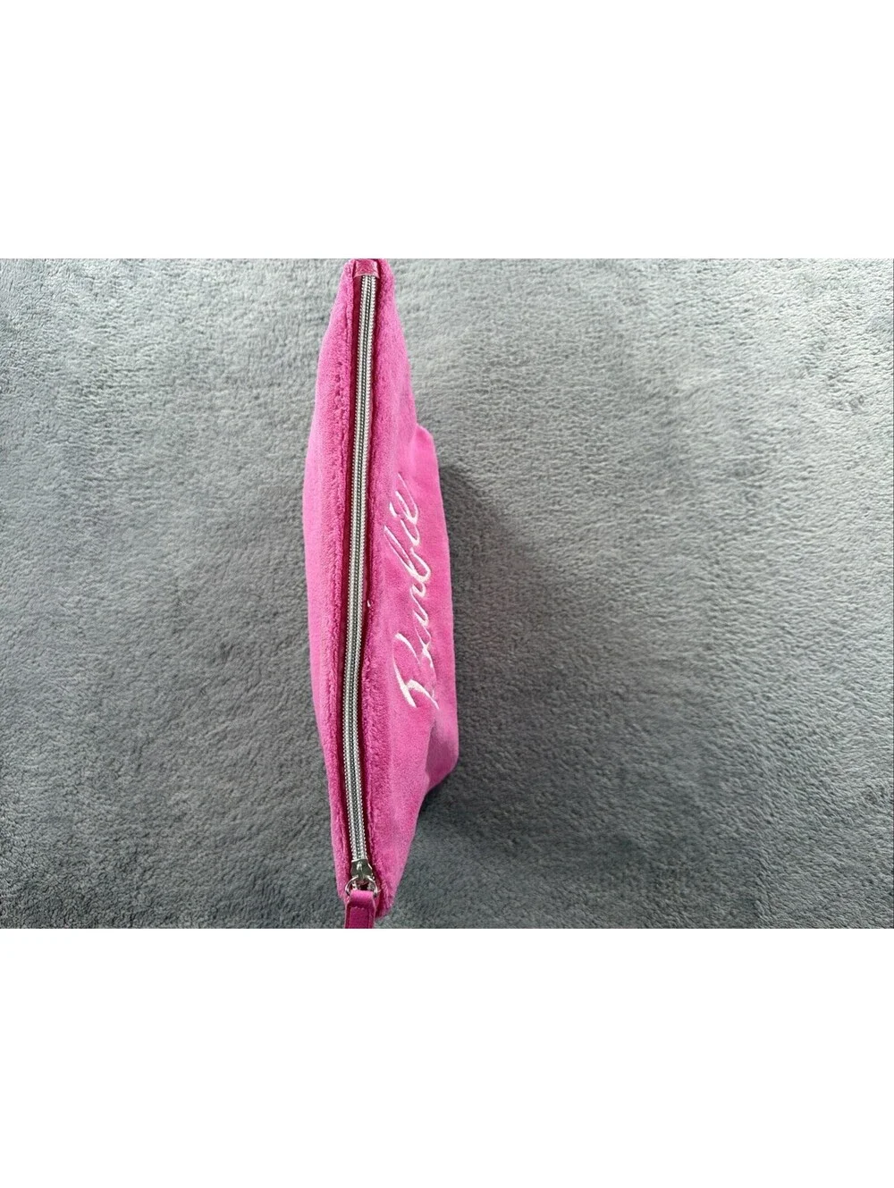 Barbie Soft Plush Cosmetics Bag Hot Pink Script Logo